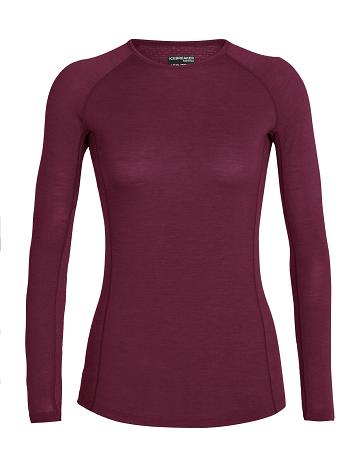Dámské Base Layers Icebreaker BodyfitZone™ Merino 150 Zone Long Sleeve Crewe Thermal Top Růžové | CZ 1061XYUF